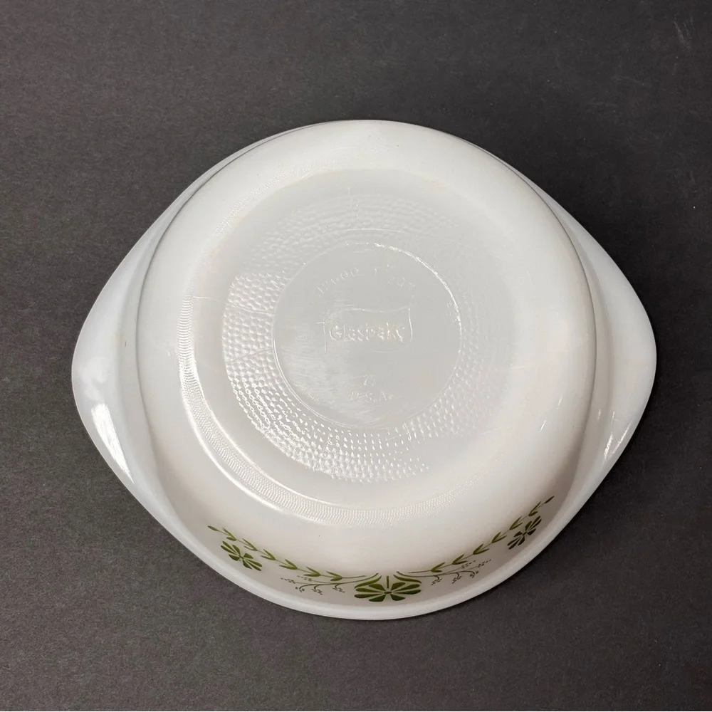 Vintage Glasbake 1 1/2 Qt Green Daisy Round Casserole Baking Dish #J2600 - Picture 6 of 13